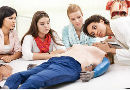 Students practicing first aid techniques in the HLTAID011 Provide First Aid course at NSTA Central in Melbourne