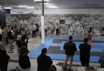 Security personnel practising baton techniques during training in Melbourne at NSTA Central