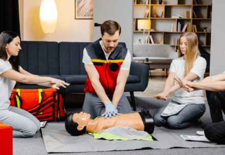 Participants receiving first aid training at NSTA Central near Melbourne