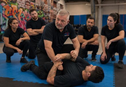 Security personnel practising baton techniques during training in Melbourne at NSTA Central
